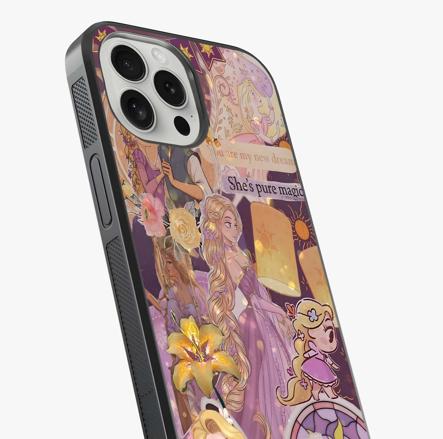 Magical Tangled Dream Glass Case captured at a warm angle highlighting gloss, texture and premium glass finish.