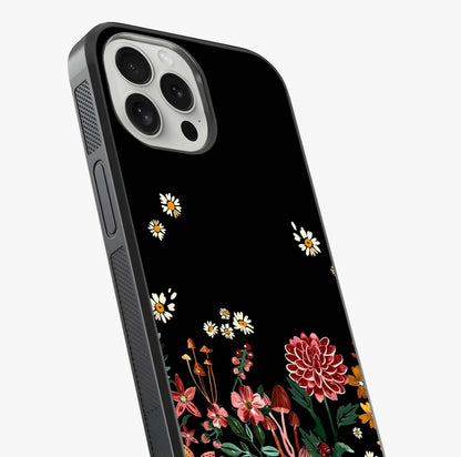 Midnight Bloom Pattern Glass Case captured at a warm angle highlighting gloss, texture and premium glass finish.
