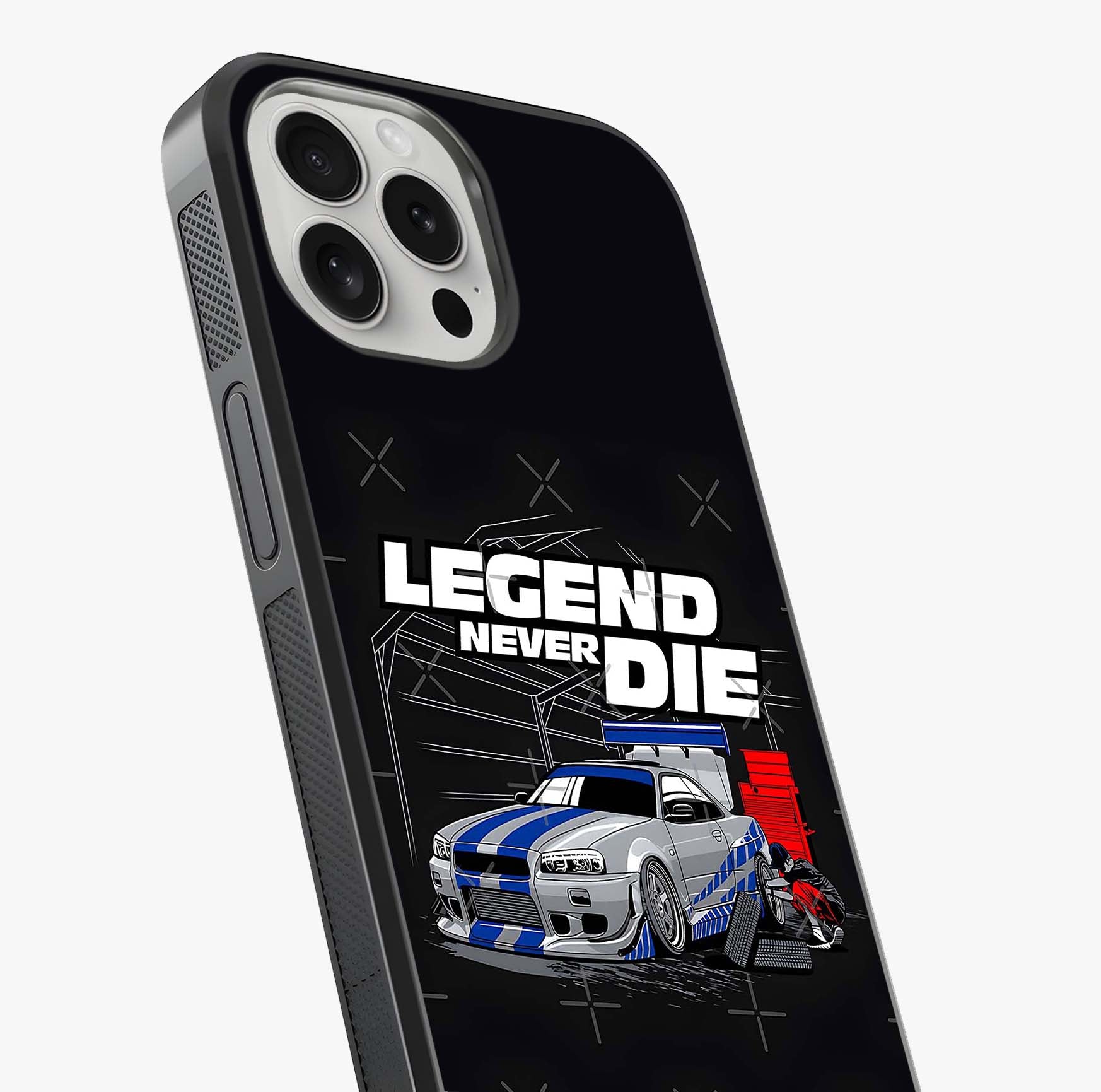 Midnight Racing Legacy Glass Case captured at a warm angle highlighting gloss, texture and premium glass finish.