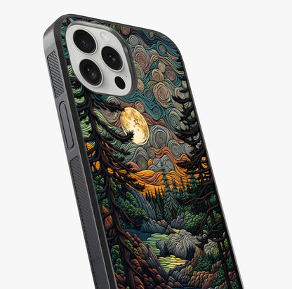 Moonlight Forest Dream Glass Case captured at a warm angle highlighting gloss, texture and premium glass finish.