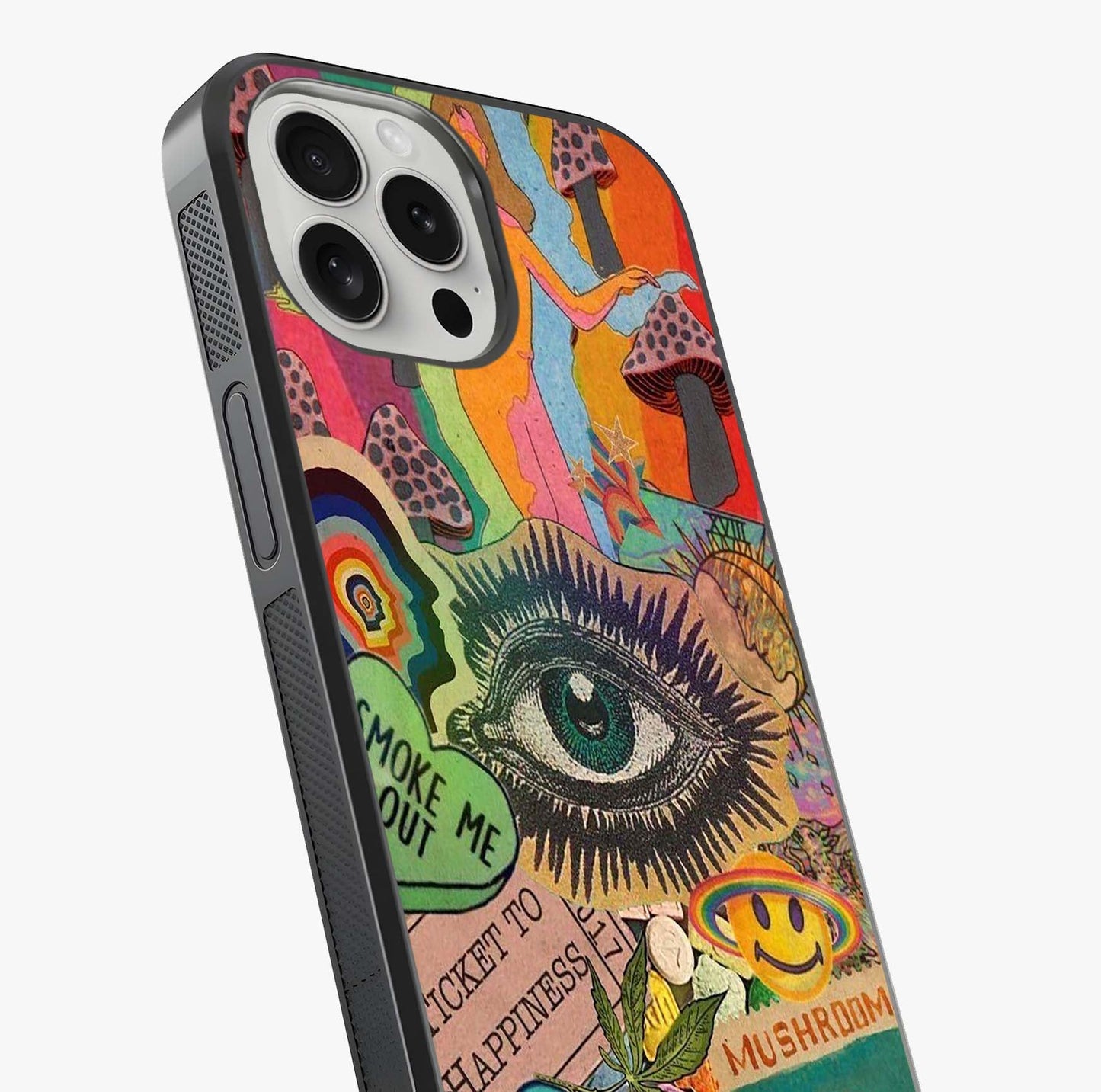 Mystic Eye Wonderland Glass Case captured at a warm angle highlighting gloss, texture and premium glass finish.