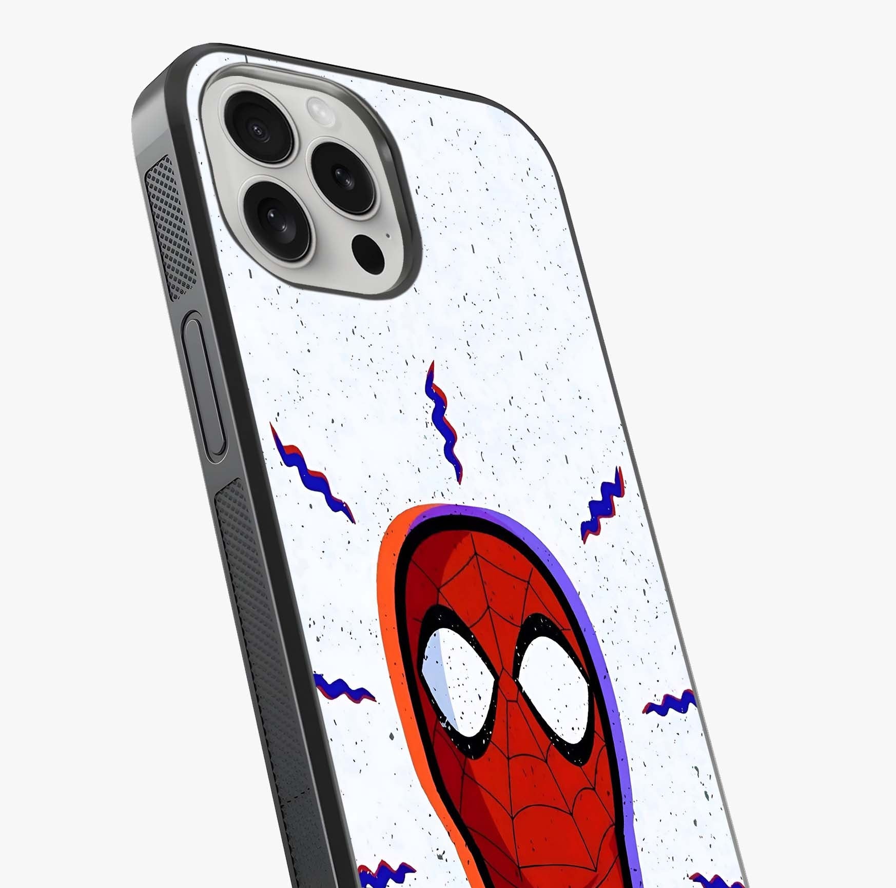 Omg Spiderman Glass Case captured at a warm angle highlighting gloss, texture and premium glass finish.