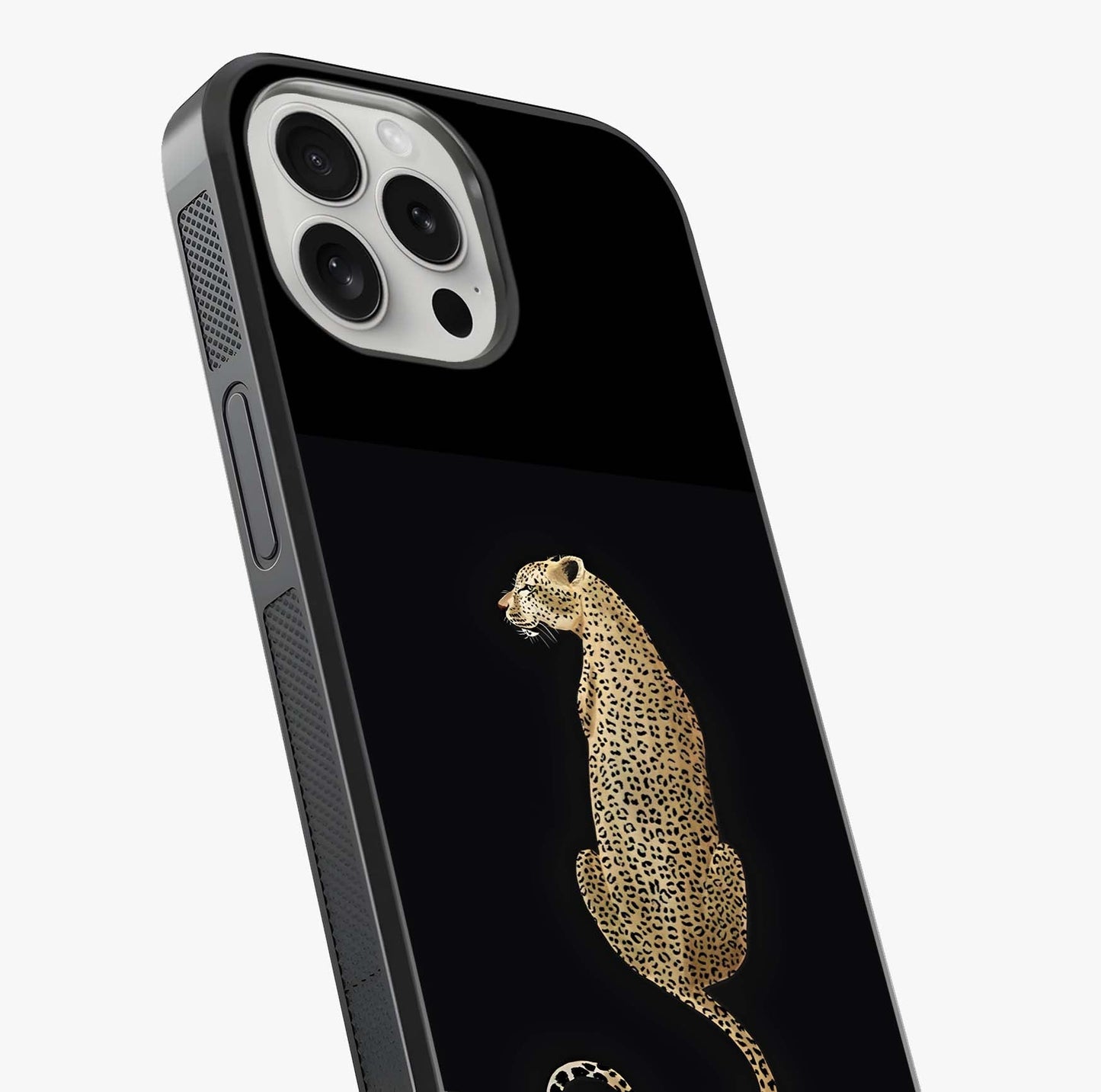 Regal Leopard Glass Case captured at a warm angle highlighting gloss, texture and premium glass finish.