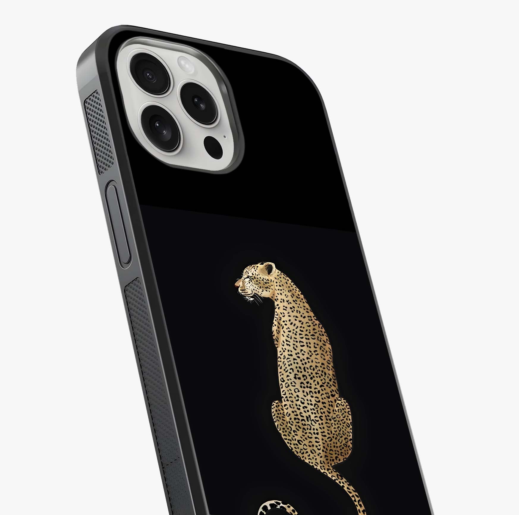 Regal Leopard Glass Case captured at a warm angle highlighting gloss, texture and premium glass finish.