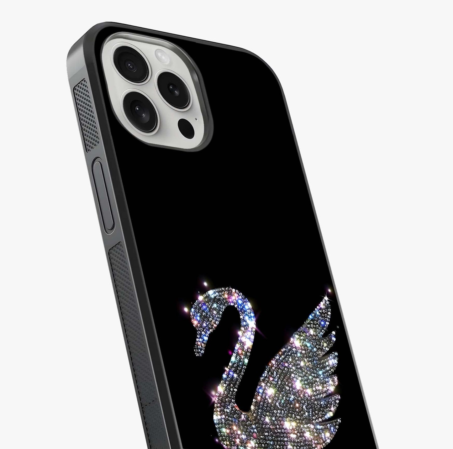 Starlit Swan Grace Glass Case captured at a warm angle highlighting gloss, texture and premium glass finish.