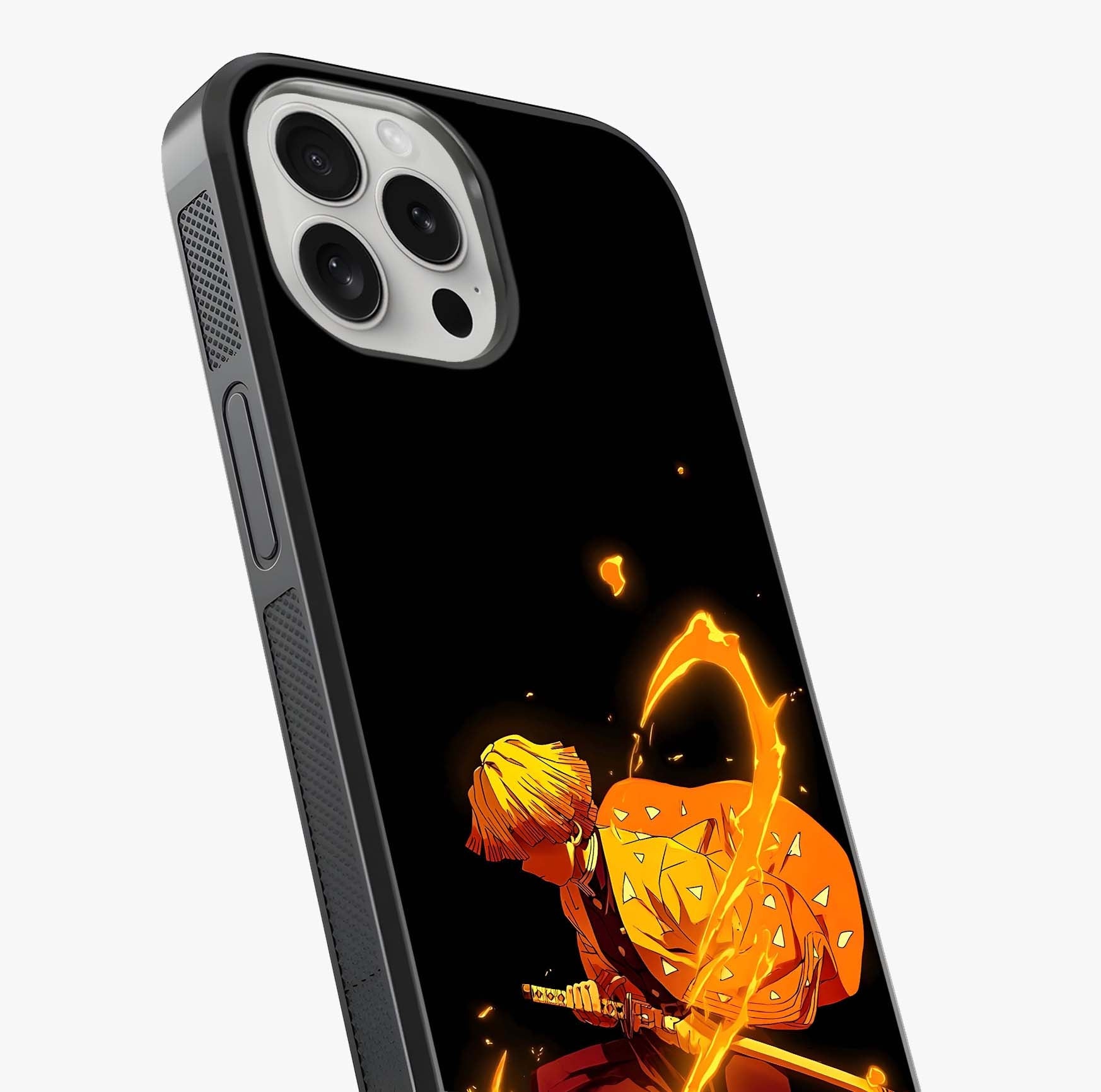 Thunder Flame Execution Glass Case captured at a warm angle highlighting gloss, texture and premium glass finish.