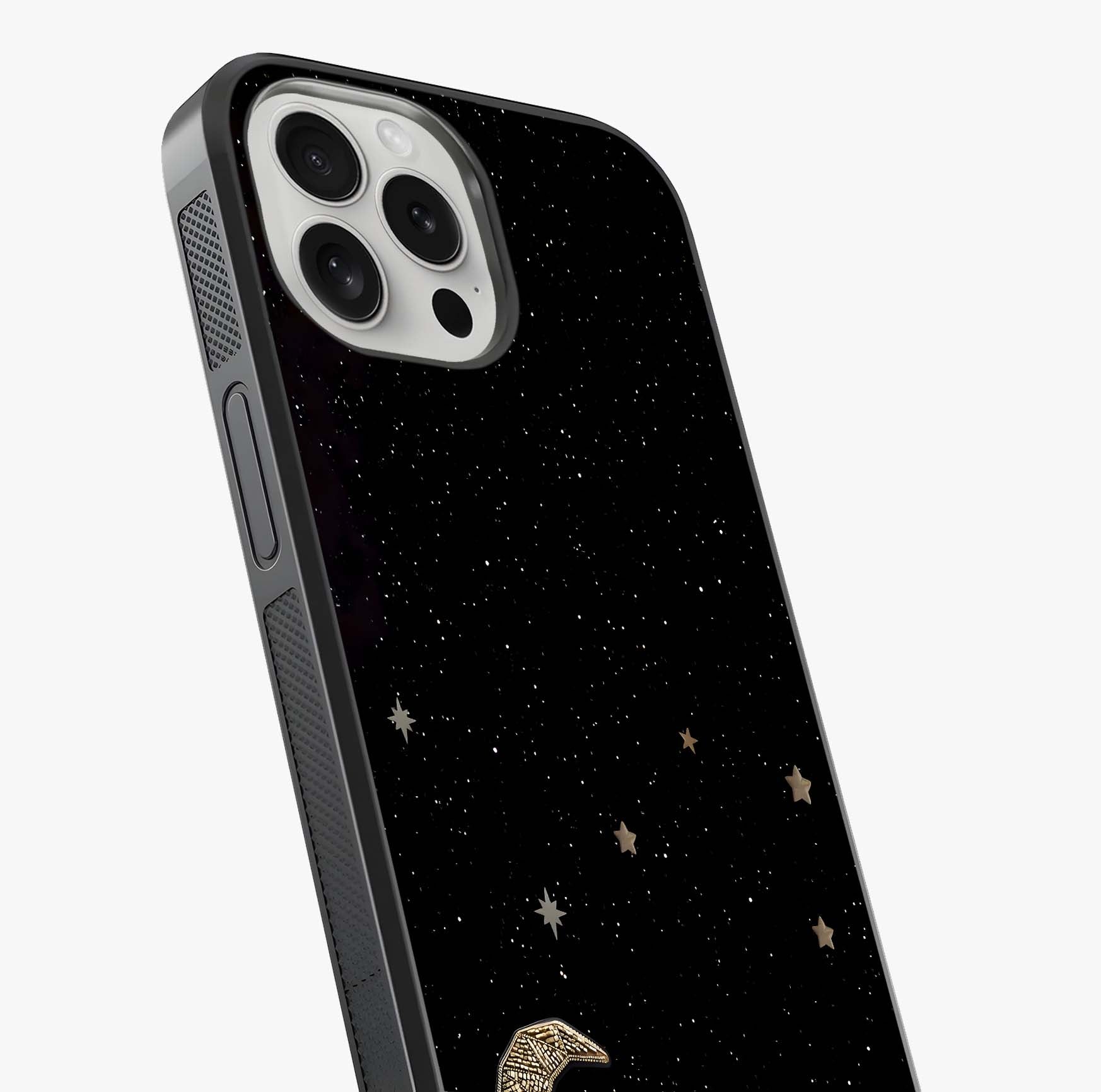 Twinkle Star With Half Moon Glass Case captured at a warm angle highlighting gloss, texture and premium glass finish.