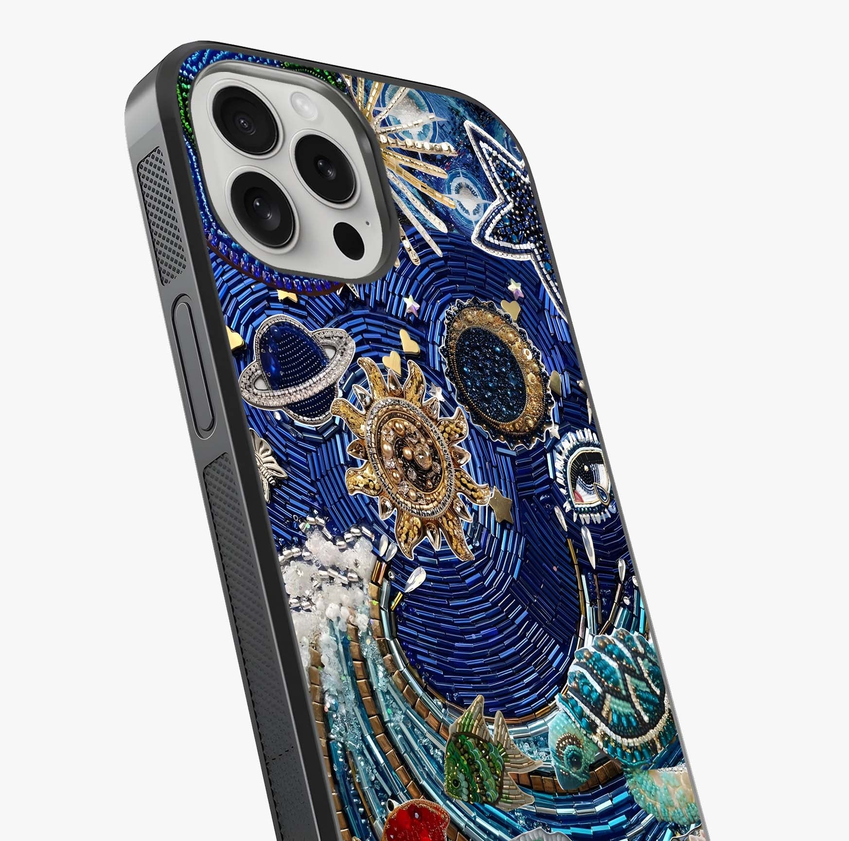 Universe Underwater Spark Glass Case captured at a warm angle highlighting gloss, texture and premium glass finish.