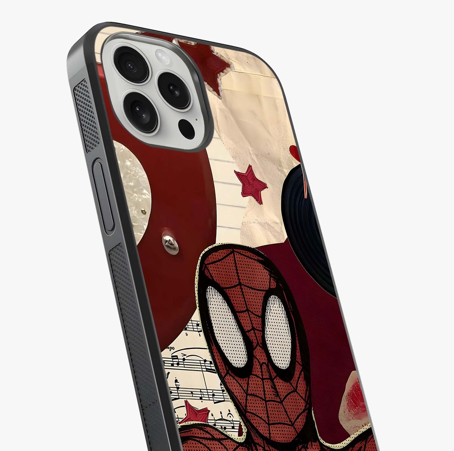 Web Warrior Vibes Glass Case captured at a warm angle highlighting gloss, texture and premium glass finish.