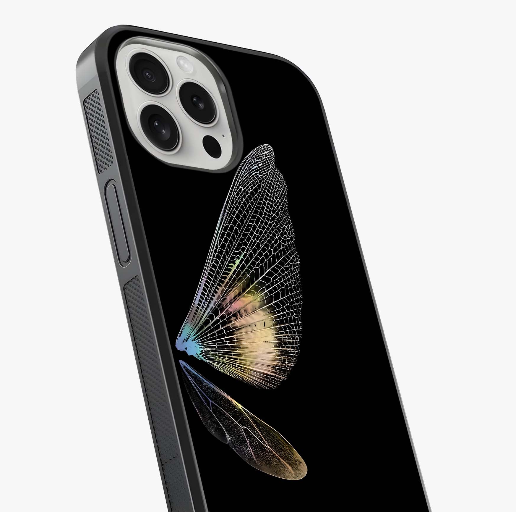 Whispers Of Wings Glass Case captured at a warm angle highlighting gloss, texture and premium glass finish.