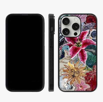 Beaded Garden Fantasy Glass Case displayed upright for full design visibility and premium finish.