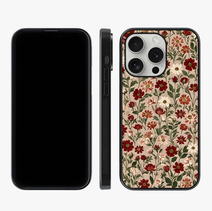 Biege Flower With Leaf Glass Case displayed upright for full design visibility and premium finish.