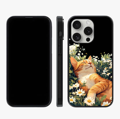 Blissful Bloom Cat Glass Case displayed upright for full design visibility and premium finish.