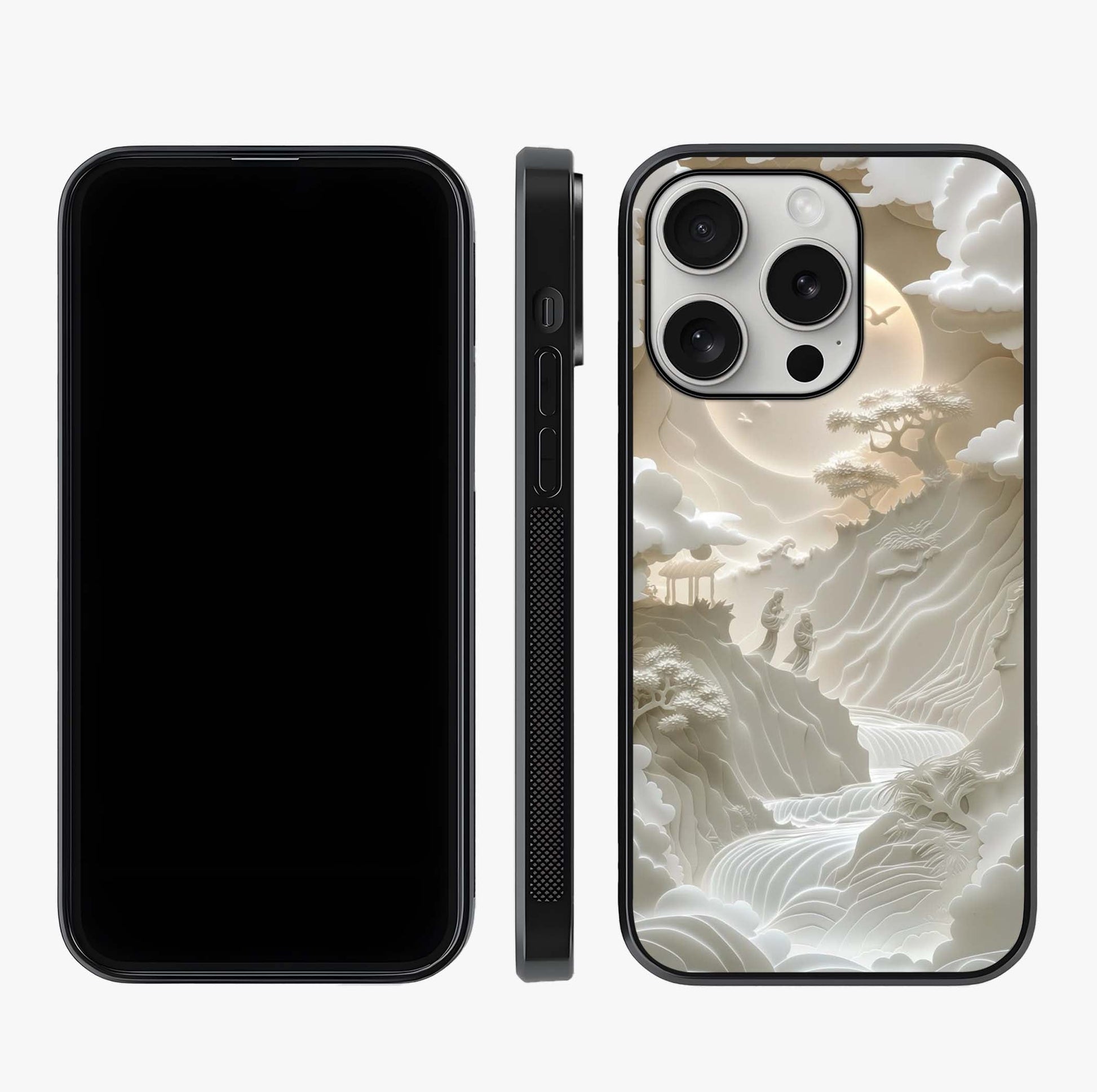 Celestial Origami Glass Case displayed upright for full design visibility and premium finish.