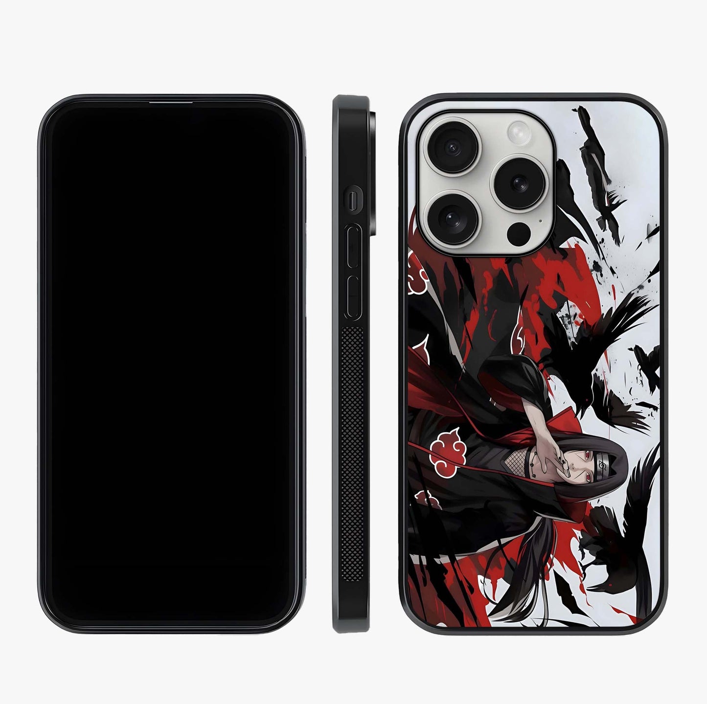 Crimson Crow Illusion Glass Case displayed upright for full design visibility and premium finish.