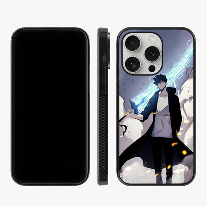Dark Lightning Anime Warrior Glass Case displayed upright for full design visibility and premium finish.