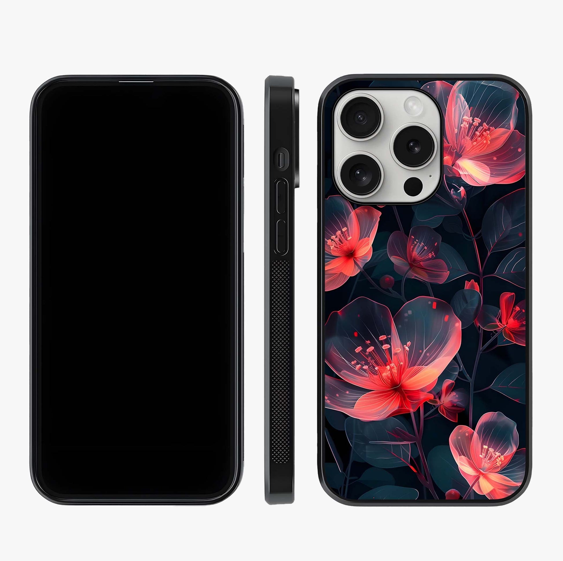 Dark Shade Of Flower Glass Case displayed upright for full design visibility and premium finish.