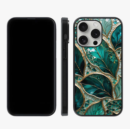 Emerald Leaf Glass Glass Case displayed upright for full design visibility and premium finish.