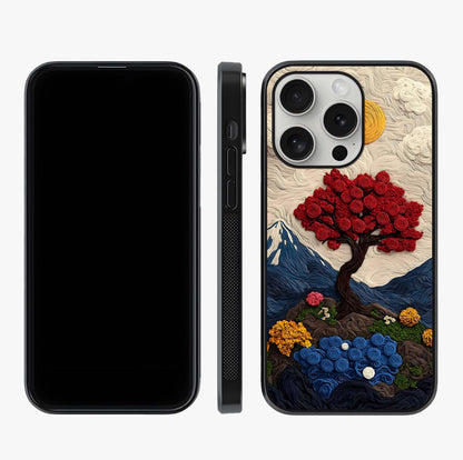 Eternal Nature Tapestry Glass Case displayed upright for full design visibility and premium finish.
