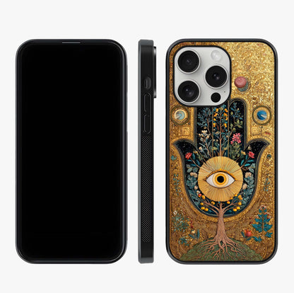 Ethereal Evil Eye Glass Case displayed upright for full design visibility and premium finish.