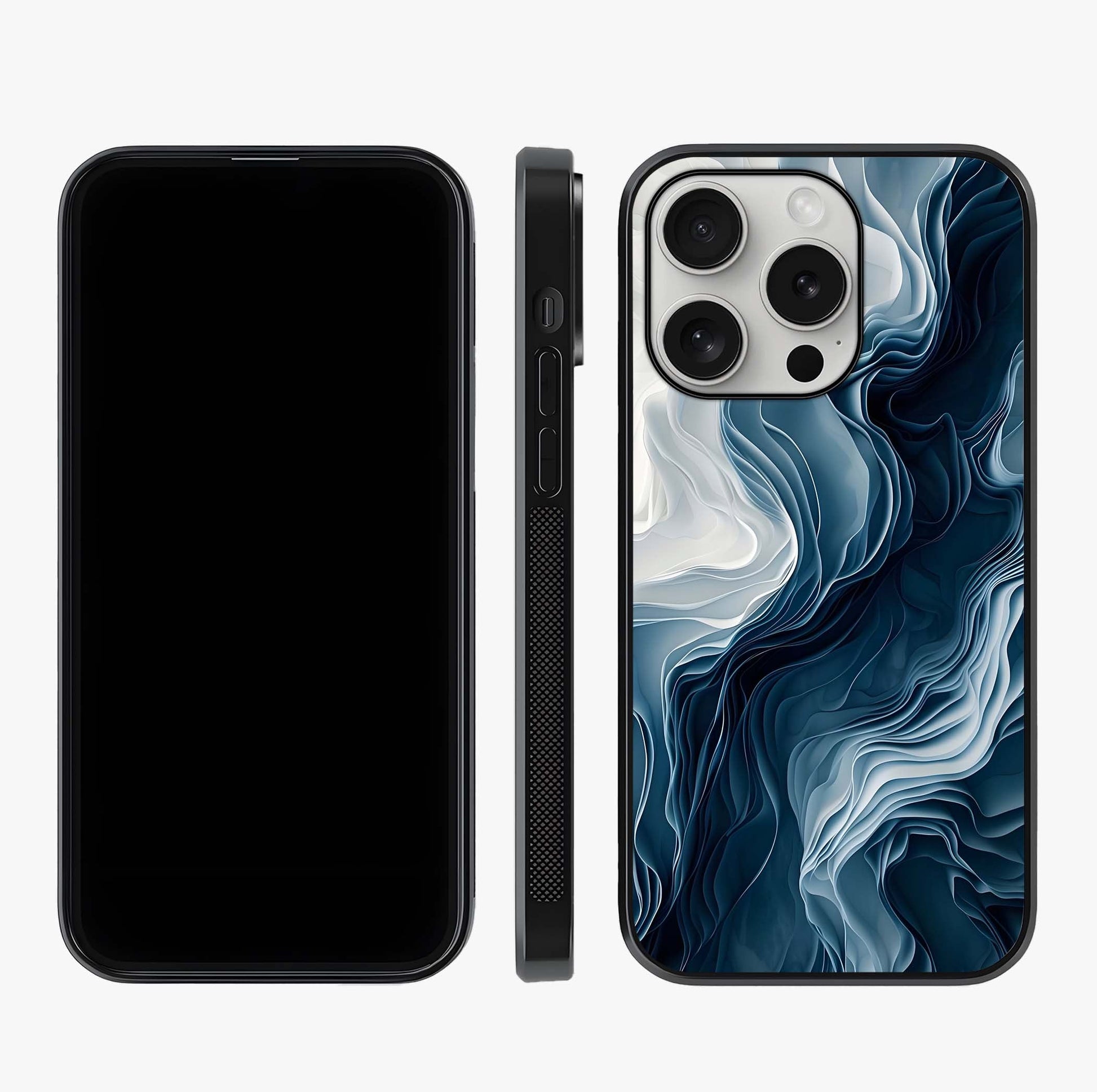 Ethereal Paper Marble Glass Case displayed upright for full design visibility and premium finish.