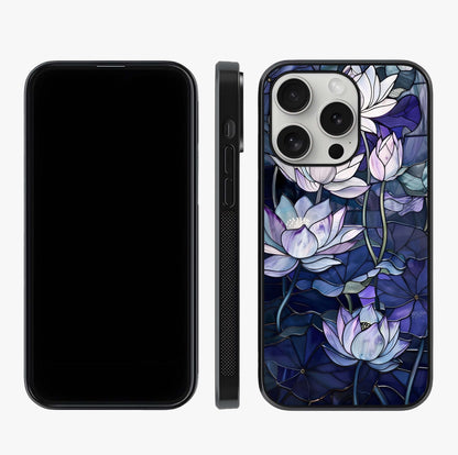 Gloss Petal Rush Glass Case displayed upright for full design visibility and premium finish.