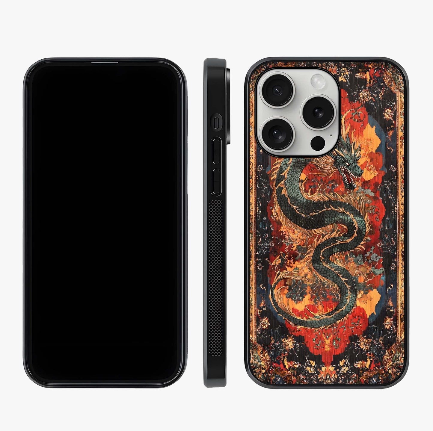 Inferno Dragon Soul Glass Case displayed upright for full design visibility and premium finish.