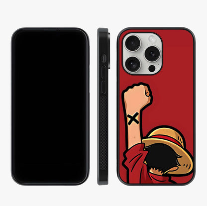 Luffy X Spirit Glass Case displayed upright for full design visibility and premium finish.