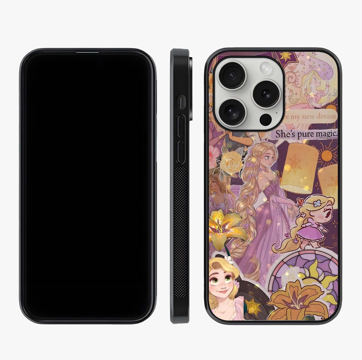 Magical Tangled Dream Glass Case displayed upright for full design visibility and premium finish.