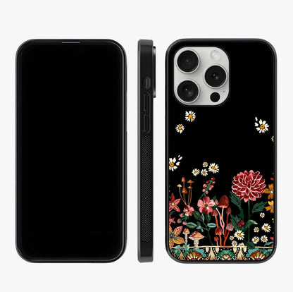 Midnight Bloom Pattern Glass Case displayed upright for full design visibility and premium finish.