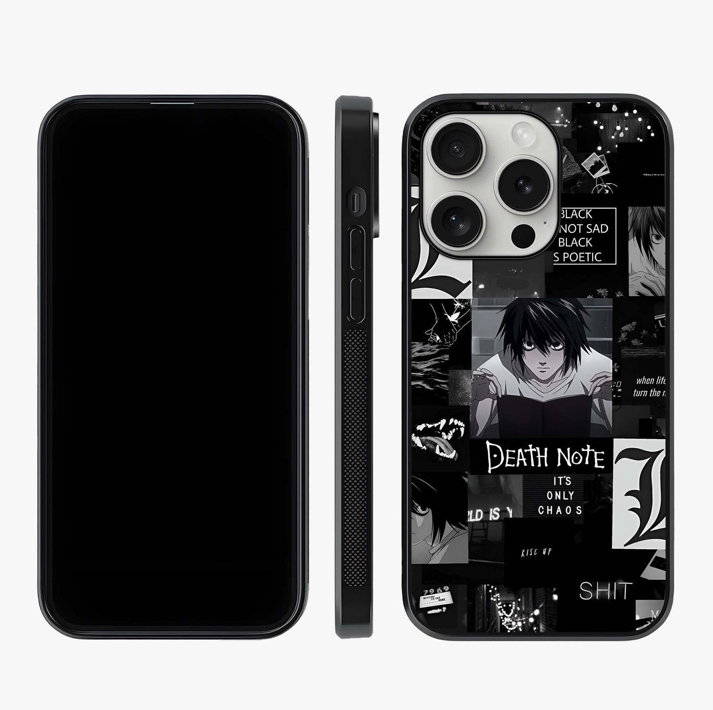 Midnight Chaos Mind Glass Case displayed upright for full design visibility and premium finish.