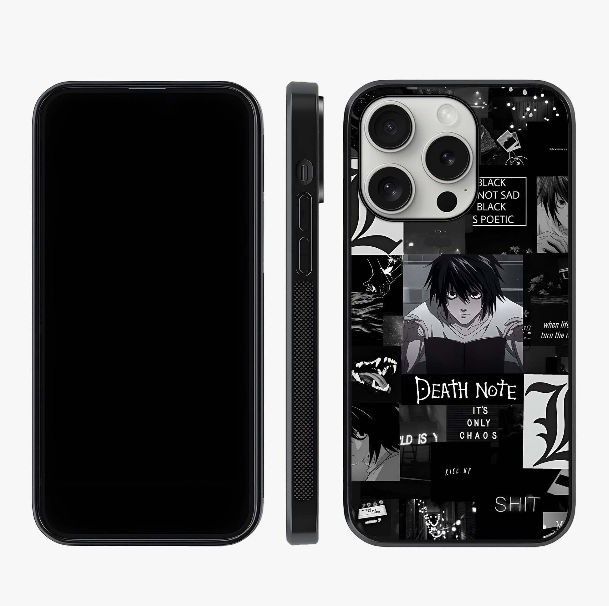 Midnight Chaos Mind Glass Case displayed upright for full design visibility and premium finish.