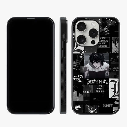 Midnight Chaos Mind Glass Case displayed upright for full design visibility and premium finish.