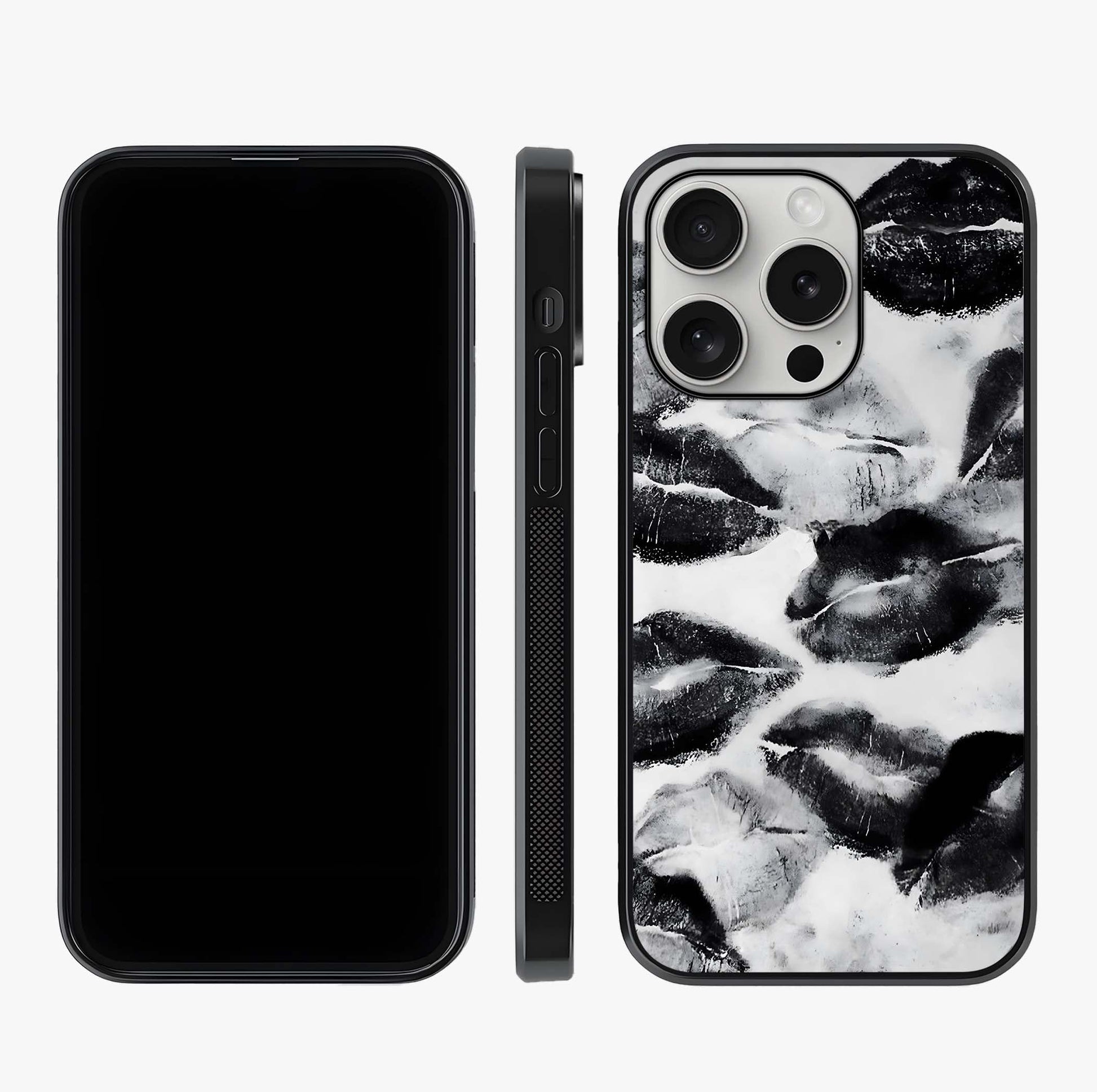 Midnight Kiss Marks Glass Case displayed upright for full design visibility and premium finish.