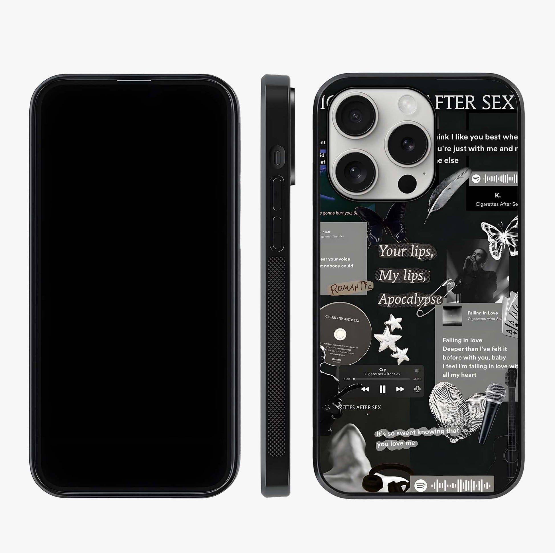 Midnight Love Echo Glass Case displayed upright for full design visibility and premium finish.