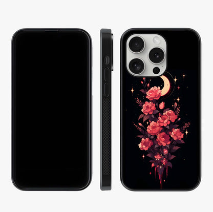 Moonlit Floral Elegance Glass Case displayed upright for full design visibility and premium finish.