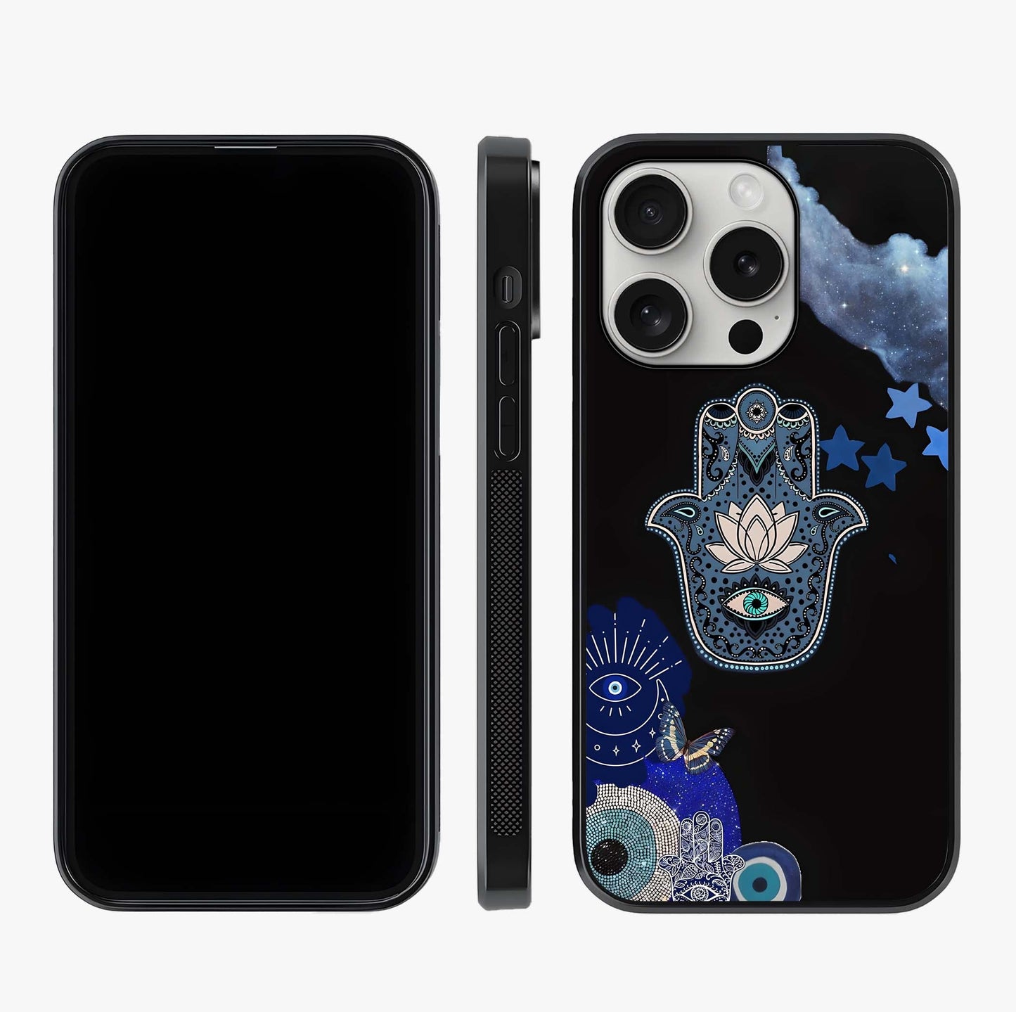 Mystic Hand Aura Glass Case displayed upright for full design visibility and premium finish.