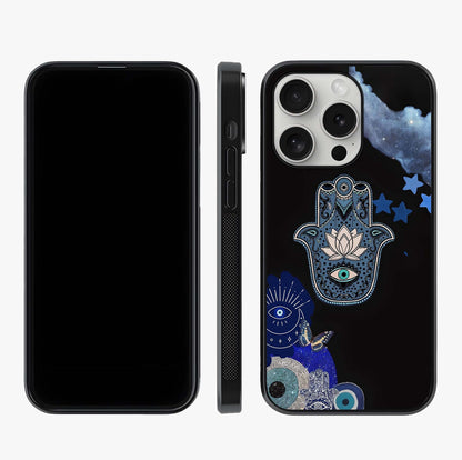 Mystic Hand Aura Glass Case displayed upright for full design visibility and premium finish.