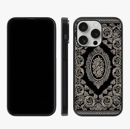 Noir Bloom Elegance Glass Case displayed upright for full design visibility and premium finish.