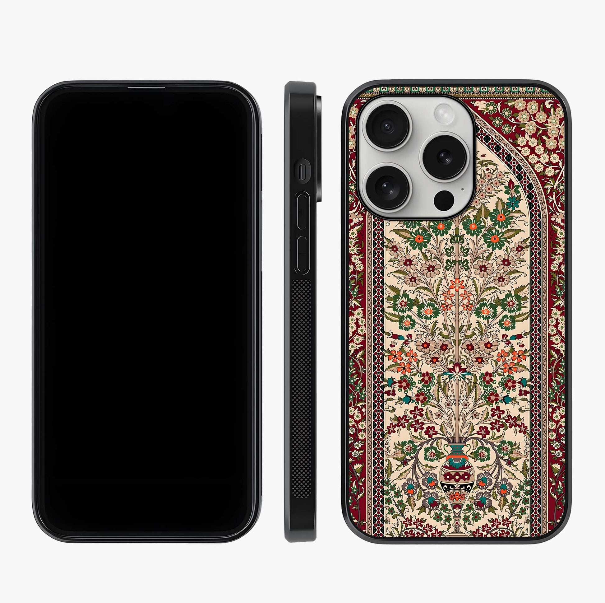Persian Inspired Glass Case displayed upright for full design visibility and premium finish.