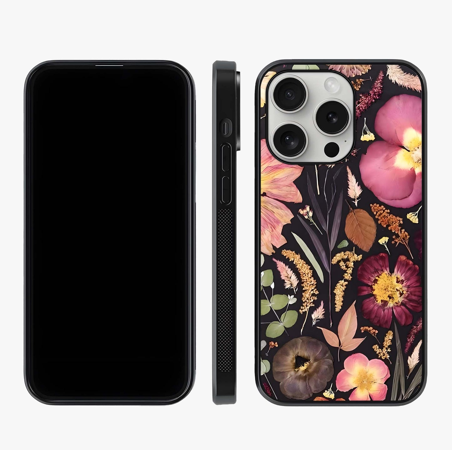 Petal Dream Tapestry Glass Case displayed upright for full design visibility and premium finish.