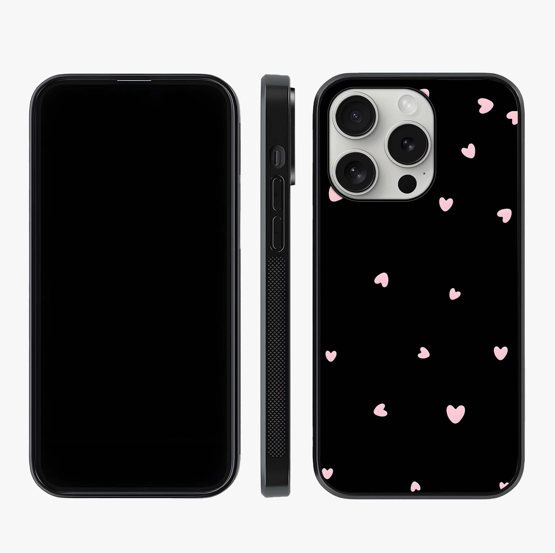 Pink Love Drops Glass Case displayed upright for full design visibility and premium finish.