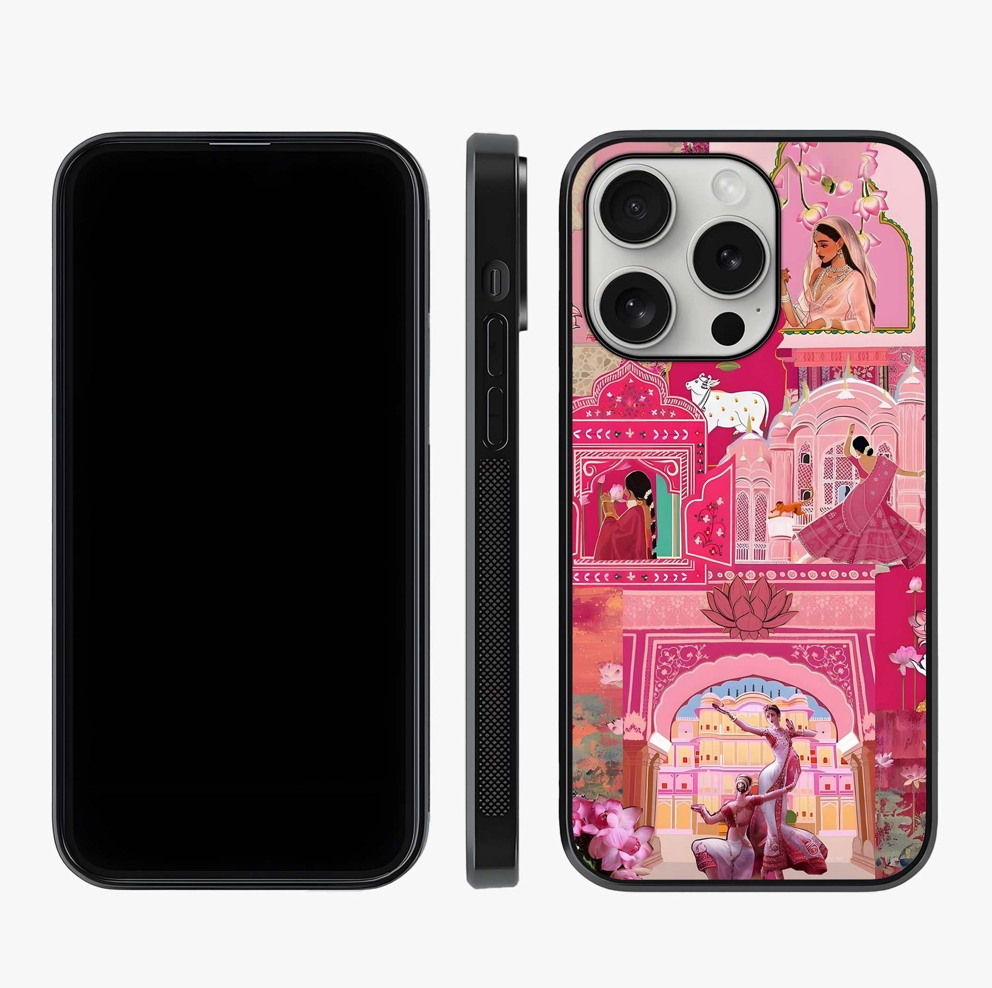 Pink Palace Muse Glass Case displayed upright for full design visibility and premium finish.