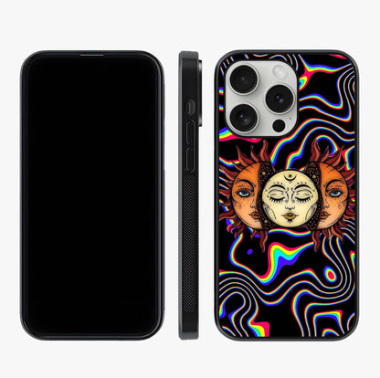 Psychedelic Sun Glass Case displayed upright for full design visibility and premium finish.