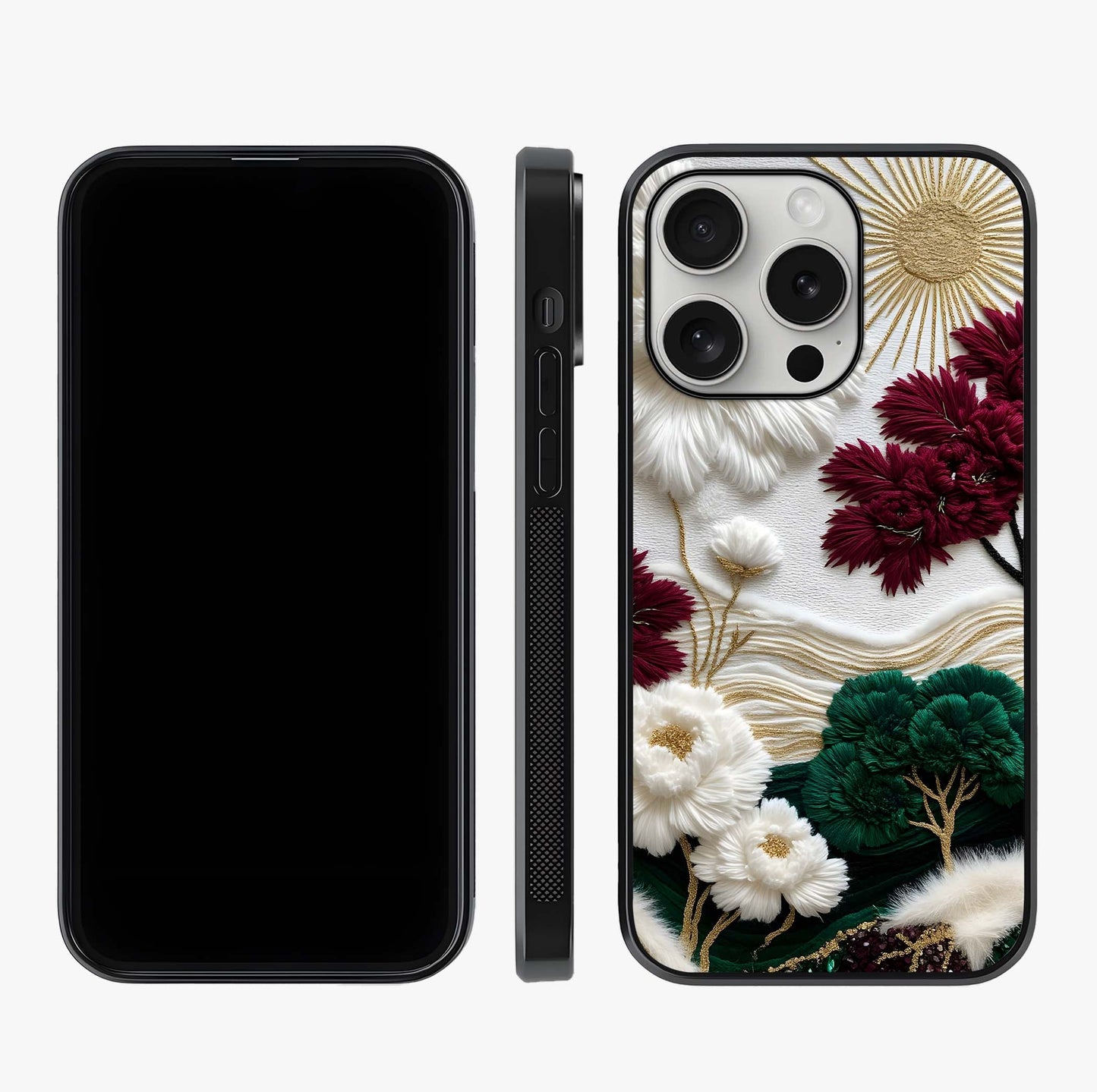 Radiant Bloom Elegance Glass Case displayed upright for full design visibility and premium finish.