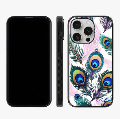 Royal Peacock Feathers Glass Case displayed upright for full design visibility and premium finish.