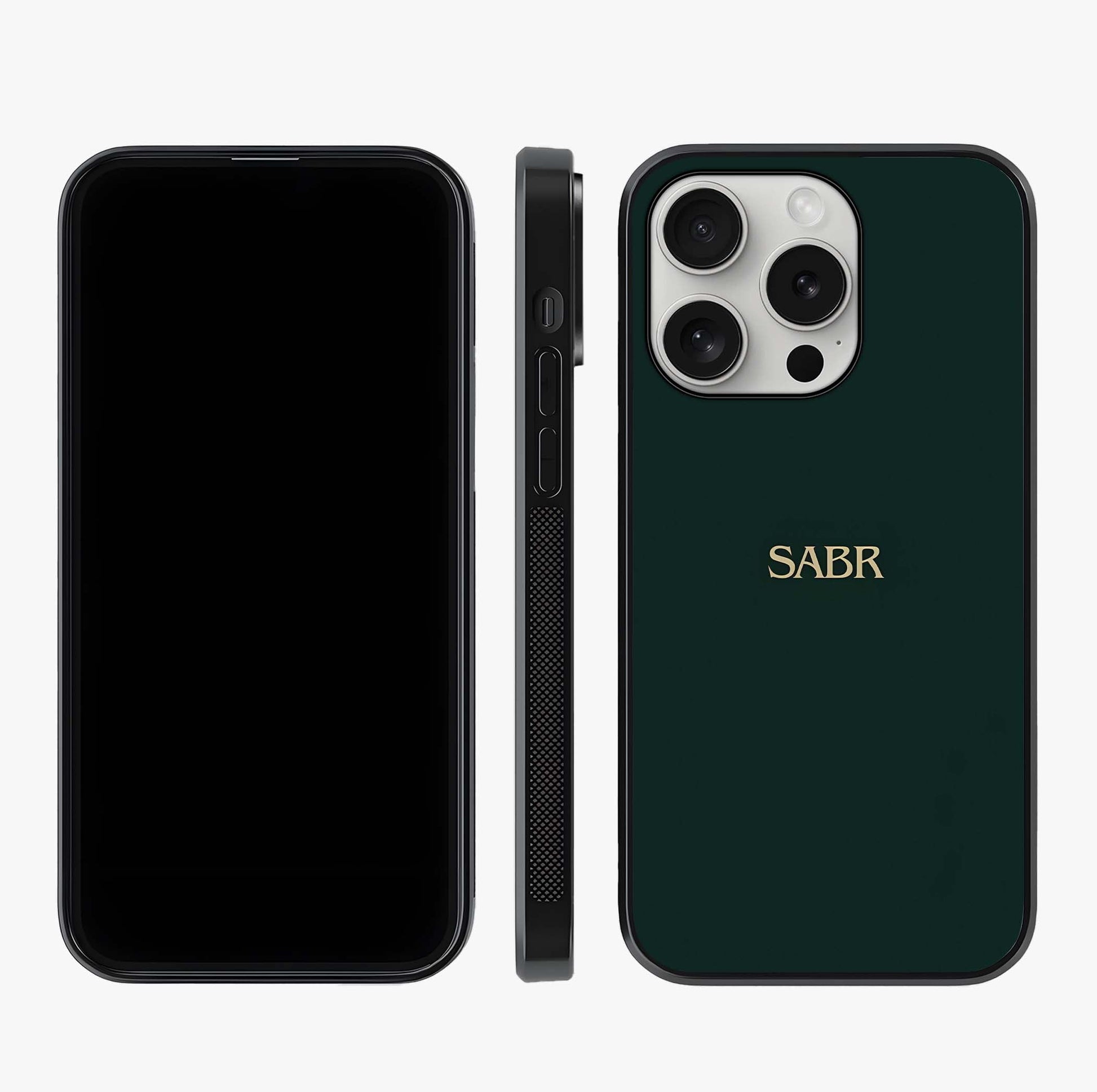 Sabr Minimal Patience Glass Case displayed upright for full design visibility and premium finish.