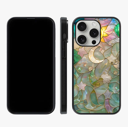 Stained Sunrise Glow Glass Case displayed upright for full design visibility and premium finish.