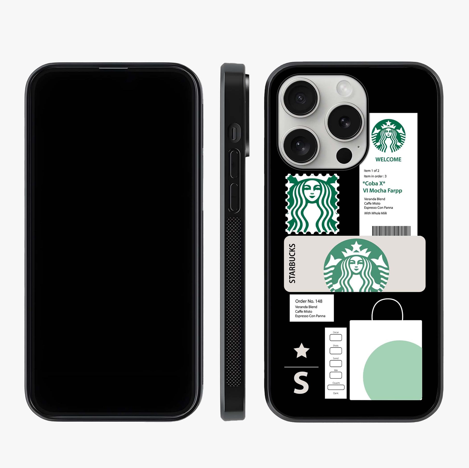 Starbucks Mocha Glass Case displayed upright for full design visibility and premium finish.