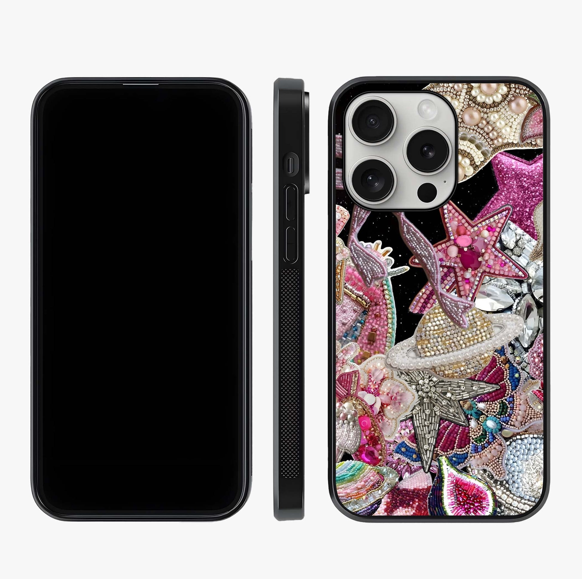 Starlit Jewel Dream Glass Case displayed upright for full design visibility and premium finish.